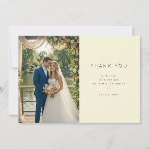 Romantic Beige Floral Photo Thank You Card