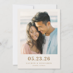 Romantic Beige Minimalist Photo Save The Date