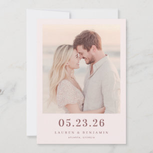 Romantic Beige Minimalist Photo Save The Date