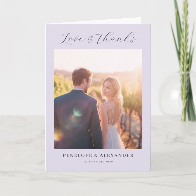 Romantic Beige Minimalist Photo Thank You Card (Front)