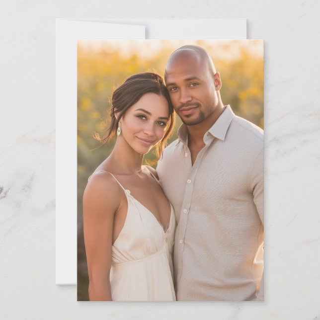 Romantic Beige Natural Photo Invitation (Front)
