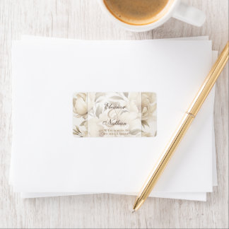 Romantic Beige Peonies Floral Vintage Fall Wedding Label