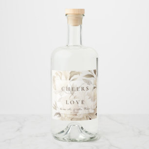 Romantic Beige Peonies Floral Vintage Fall Wedding Liquor Bottle Label