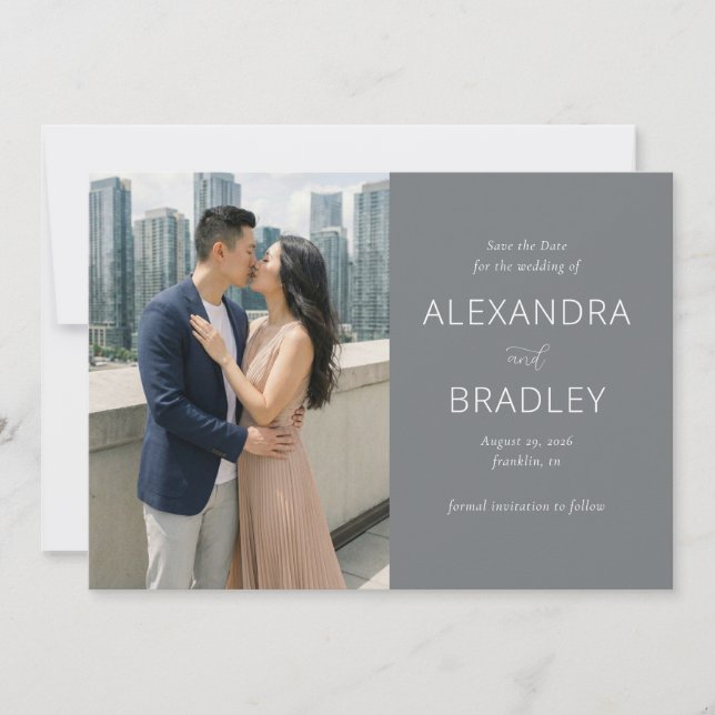 Romantic Beige Urban Photo Save The Date (Front)