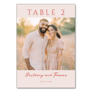 Romantic Beige Vintage Photo Table Number