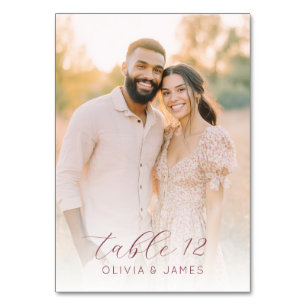 Romantic Beige Vintage Photo Table Number