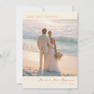 Romantic Beige Vintage Photo Thank You Card