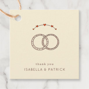 Romantic Beige Vintage Rings and Hearts Favour Tags