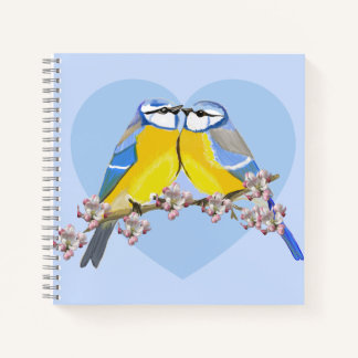Romantic bird pair, Cyanistes Caeruleus Notebook