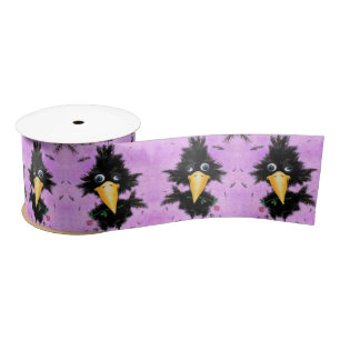 Romantic Bird with Flower Funny Ribbon Satin Ribbon
