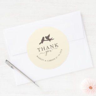Romantic Birds Classic Wedding Thank You Round Sticker
