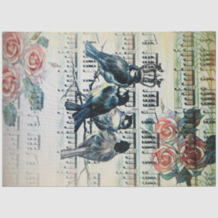 Romantic birds on a branch tissue paper