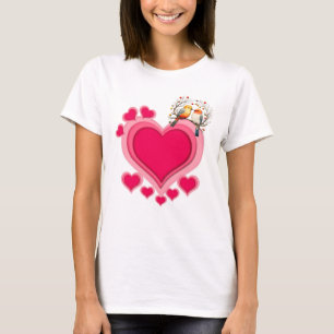 Romantic Birds on Branch Valentine's Day and Heart T-Shirt