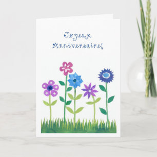Romantic Birthday Card with French Greeting