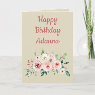 Romantic Birthday for her watercolor floral Holiday Card