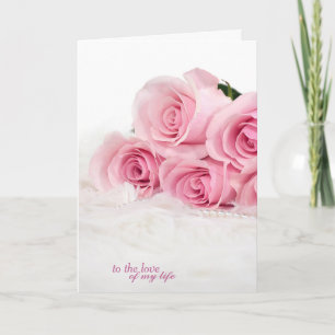 romantic birthday-pink roses on fur card