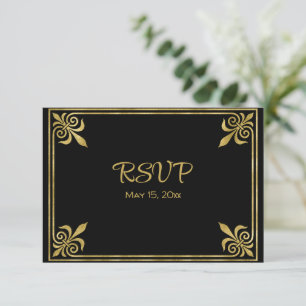 Romantic Black and Gold Frame   RSVP Card