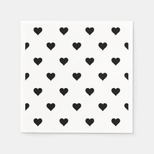 Romantic Black and White Heart Elegant for Couples Napkin