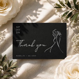 Romantic Black and White Lovely Modern Wedding Thank You Card