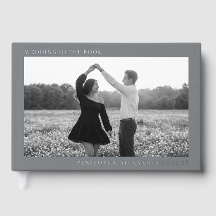 Romantic Black and White Minimalist Photo Guest Book