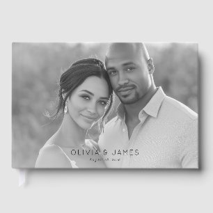 Romantic Black-and-White Minimalist Portrait Guest Book
