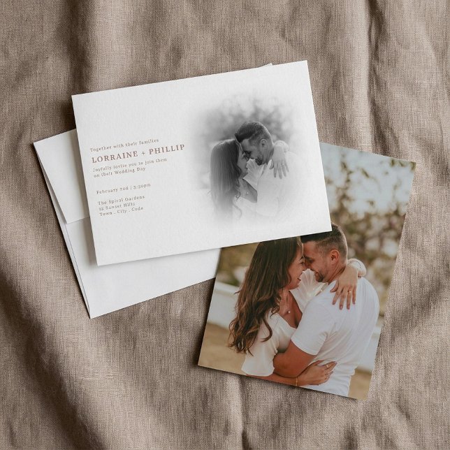 Romantic black and white photo gradient wedding invitation (Romantic black and white photo gradient wedding invitation.)