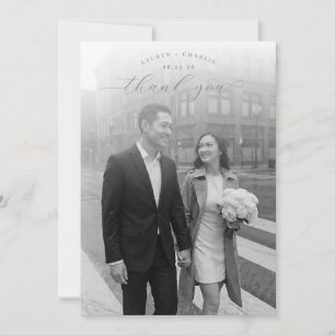 Romantic Black and White Photo Thank You Card
