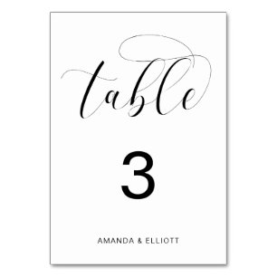 Romantic Black and White Typography Wedding Table Number