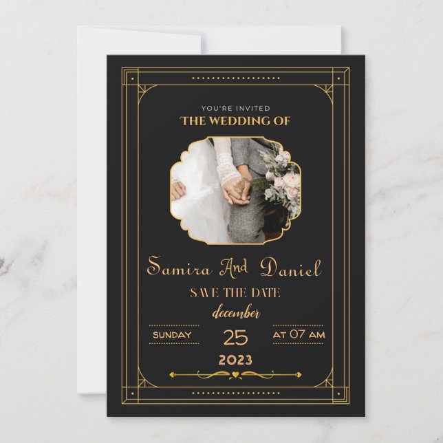 Romantic Black Calligraphy All Wedding invitation (Front)