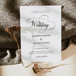 Romantic Black Calligraphy Script Minimal Wedding Invitation