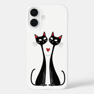 Romantic black cats gift for cat lovers iPhone 16 case