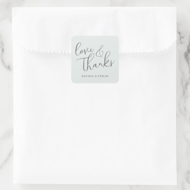 Romantic Black Cursive Love Thanks Sticker (Sac)
