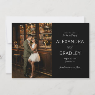 Romantic Black Elegant Photo Save The Date