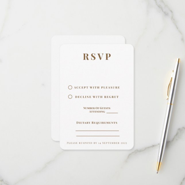 Romantic Black & Gold Wedding RSVP Card (Front/Back In Situ)