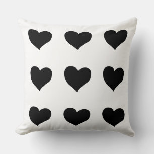 romantic black hearts throw pillow