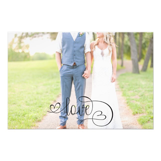 Romantic Black Love Script Elegant Wedding Photo Print (Front)