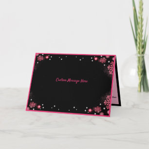 Romantic Black & Pink Snowflake Design Card