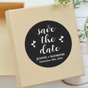Romantic Black Save The Date Wedding Announcement  Classic Round Sticker