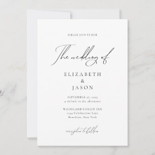 Romantic Black Script Calligraphy Photo Wedding Invitation