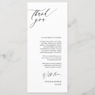 Romantic Black Script Place Setting Thank You Card