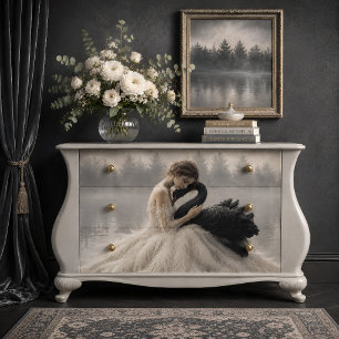 Romantic Black Swan Decoupage Vintage Tissue Paper