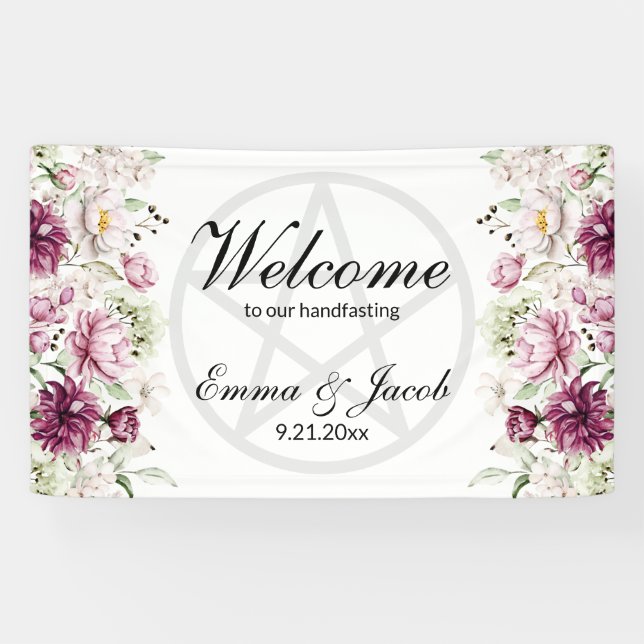 Romantic Bloom Floral Peony Pentacle Banner (Horizontal)