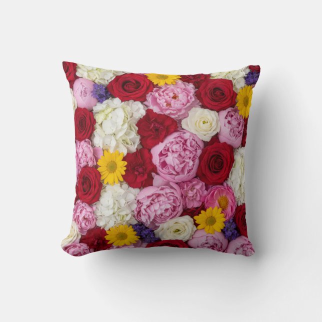 Romantic Bloom Wall Accent Throw Pillow (Front)