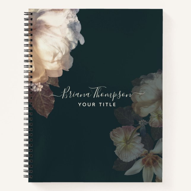 Romantic Blooms Elegant Feminine Floral Notebook (Front)