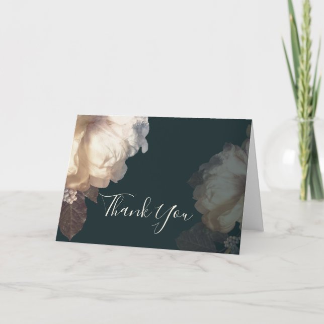 Romantic Blooms Elegant Floral Thank You Card (Front)