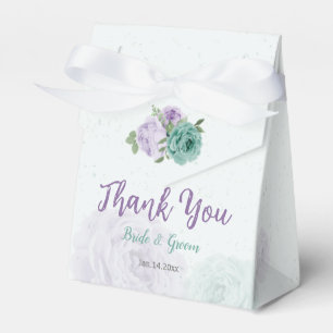 romantic blue and purple flowers greenery wedding favor box