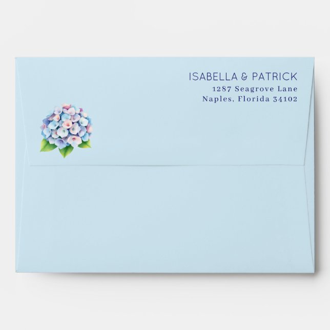 Romantic Blue Floral Hydrangea Envelope (Back (Top Flap))