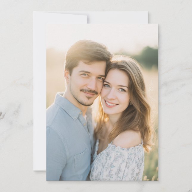 Romantic Blue Floral Photo Invitation (Front)