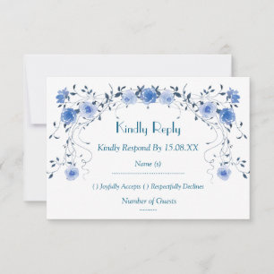 Romantic Blue Floral Watercolor Table Number Cards