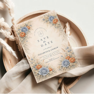 Romantic Blue Floral Wedding Save The Date